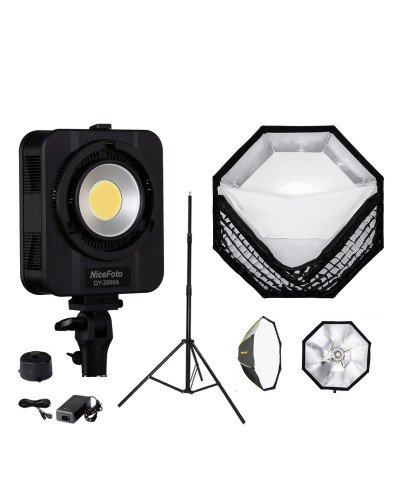 NiceFoto QY-2000A 200W Bi-Color LED Video Light With ES-100cm Softbox/Stand