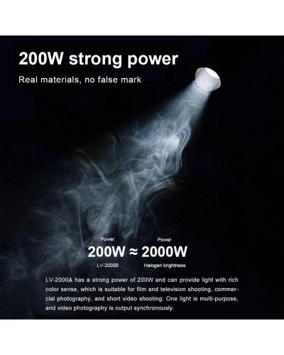 LV-2000A NiceFoto 200W Bi-color COB LED Video Light Live-streaming
