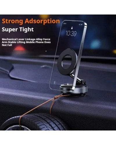 Vacuum Suction Cup Mobile Phone Holder Magnetic 360° Rotating (Black)