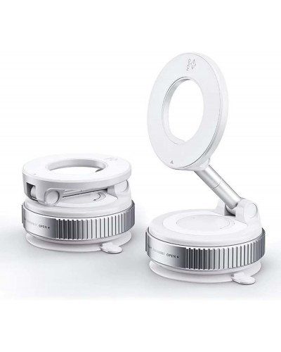 Vacuum Suction Cup Mobile Phone Holder Magnetic 360° Rotating (White)