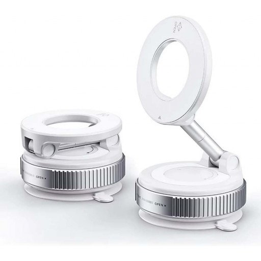 Vacuum Suction Cup Mobile Phone Holder Magnetic 360° Rotating (White)