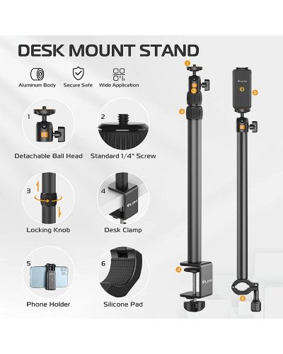 Ulanzi VIJIM LS02 Camera Desk Mount Stand with Auxiliary Holding Arm Ulanzi VIJIM LS02 Camera Desk Mount Stand with Auxiliary Holding Arm