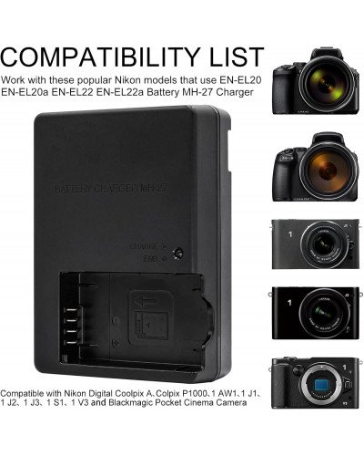 MH-27 battery charger Nikon 1 A1, 1 J2, 1 J3, 1 J4, 1 J5, 1 S1, 1 S2, 1 V3  EN-EL20 EN-EL20a EN-EL22 EN-EL22 EN-EL22a P1000 Coolpix A