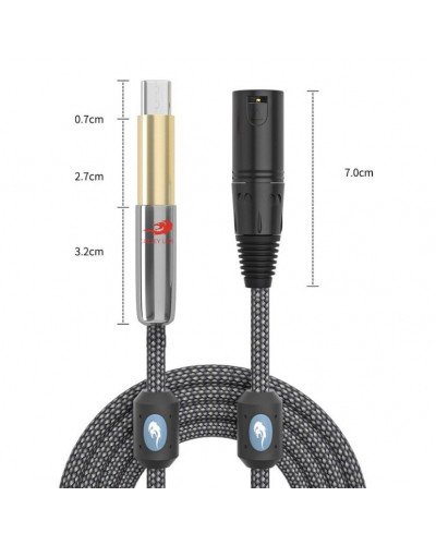 Type-C to 3 Pin XLR Compatible with Mobile Phone to AMP Sound Devices Braided Shielding Cable 3 Meter