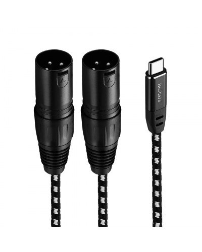 Type C to Dual XLR Male OFC Audio Cable For Speakers Amplifier Mixer 1.5 Meter