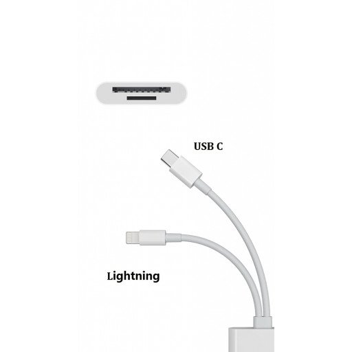 2in1 Card Reader Type-C Lightning to TF/SD Card Micro Camera Reader OTG Adapter Cable