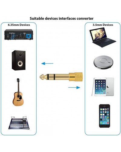 Jack 1/4 inch to 3.5mm Headphone Adapter 6.35mm Male Plug to 1/8 inch Female Stereo 2pc