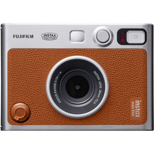 FUJIFILM INSTAX MINI EVO Hybrid Instant Camera Brown with 32GB Memory Card&Instant Film-10 Sheets