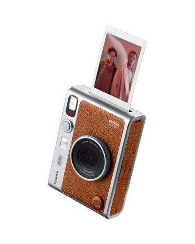 FUJIFILM INSTAX MINI EVO Hybrid Instant Camera Brown with Instant Film (10 Sheets)