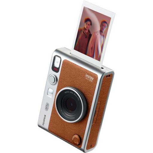 FUJIFILM INSTAX MINI EVO Hybrid Instant Camera Brown with Instant Film (10 Sheets)