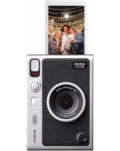 FUJIFILM INSTAX MINI EVO Hybrid Instant Camera Black with Instant Film (10 Sheets)