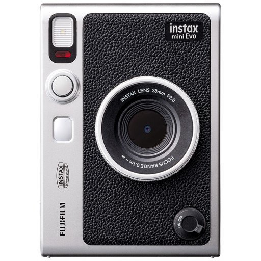 FUJIFILM INSTAX MINI EVO Hybrid Instant Camera Black with 32GB Memory Card/Leather Case/Instant Film-10 Sheets