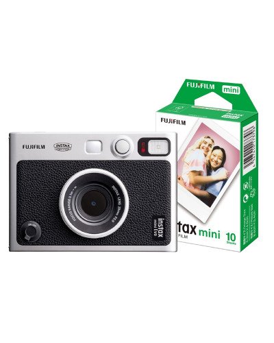 FUJIFILM INSTAX MINI EVO Hybrid Instant Camera Black with Instant Film (10 Sheets)