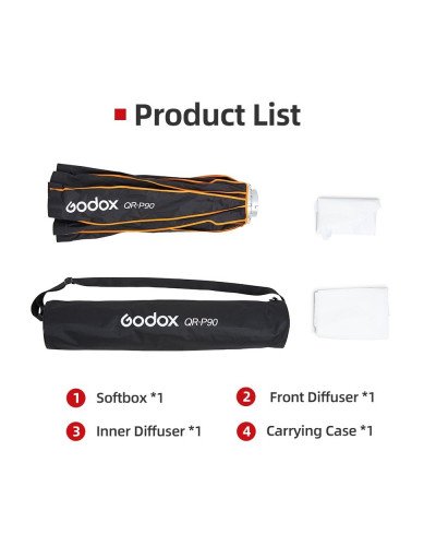 Godox QR-P90 90CM Quickly Release Parabolic Deep Softbox for Bowens Mount Studio Flash Godox QR-P90 90CM Quickly Release Parabolic Deep Softbox for Bowens Mount Studio Flash