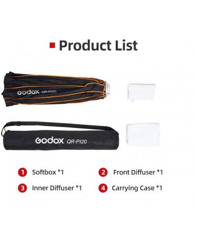 Godox QR-P120 120CM Quickly Release Parabolic Deep Softbox for Bowens Mount Studio Flash