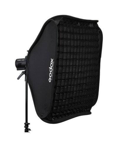 Godox S2 Bowens Mount Bracket with Softbox, Grid & Carrying Bag Kit (80x80cm )