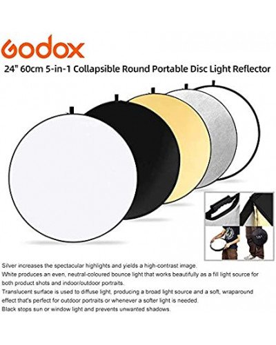 GODOX 60cm 5-in-1 Collapsible Round Portable Disc Light Reflector