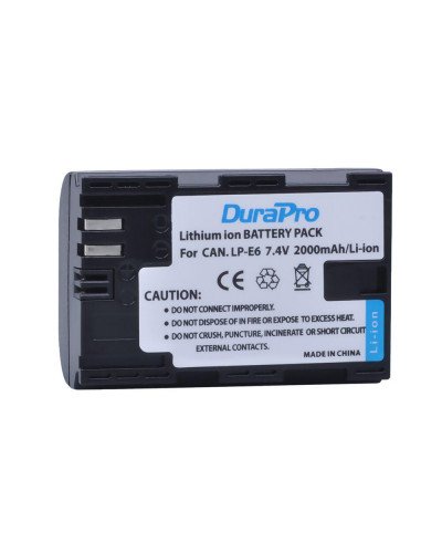 DuraPro 2 x 2000mAh LP-E6 Battery + LCD Charger For Canon 5D Mark II/III/IV, 5DS,5DS R,6D,6D Mark II,7D,7D Mark II,60D,70D,80D