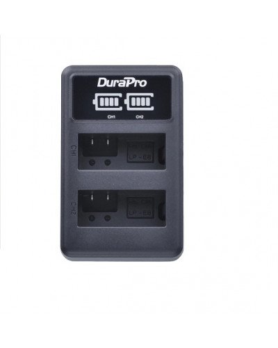 Durapro 2pc Battery For Canon LP-E8  Li-ion Batteries + LCD Dual USB Charger For Canon EOS 550D 600D 650D 700D Camera