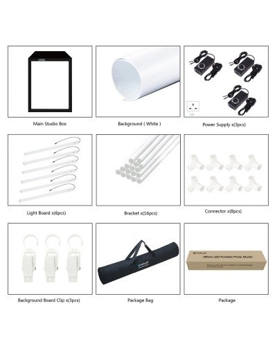 PULUZ Professional 200cm/2m Photography Photo Studio Box 6 LED Light Panels 240W 5500K 2 Meter Photo Lighting Shooting Tent Kit