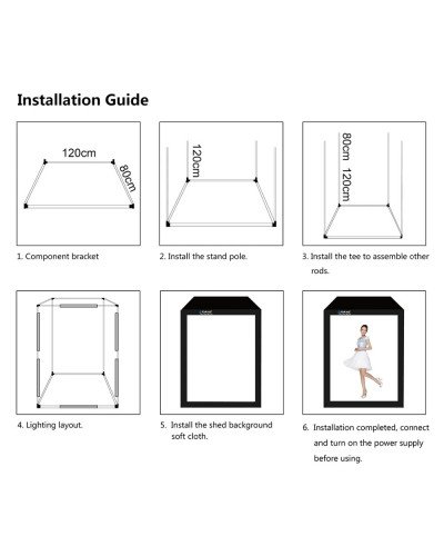 PULUZ Professional 200cm/2m Photography Photo Studio Box 6 LED Light Panels 240W 5500K 2 Meter Photo Lighting Shooting Tent Kit
