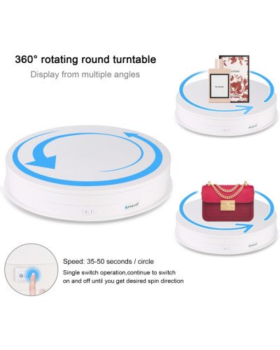 PULUZ 30cm USB Electric Rotating Turntable Display Stand Video Shooting Props Turntable for Photography 360, Load 10-7kg(White)