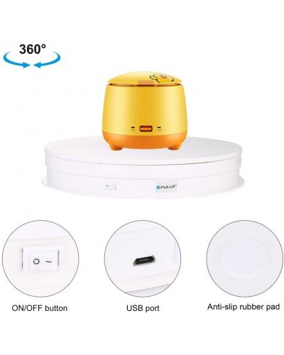 PULUZ 30cm USB Electric Rotating Turntable Display Stand Video Shooting Props Turntable for Photography 360, Load 10-7kg(White)