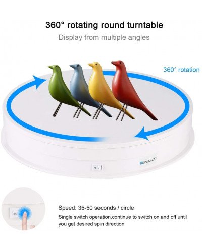 PULUZ 30cm USB Electric Rotating Turntable Display Stand Video Shooting Props Turntable for Photography 360, Load 10-7kg(White)