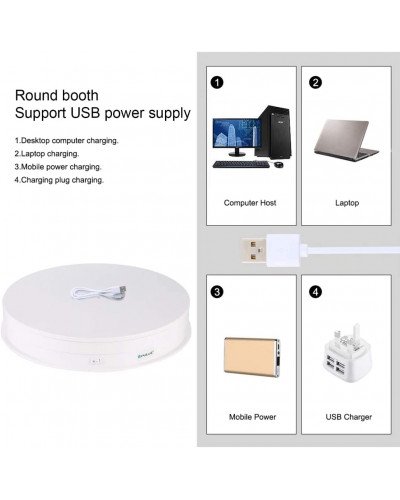 PULUZ 30cm USB Electric Rotating Turntable Display Stand Video Shooting Props Turntable for Photography 360, Load 10-7kg(White)