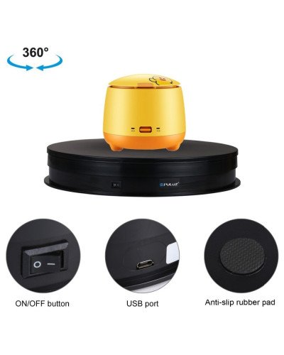 PULUZ 30cm USB Electric Rotating Turntable Display Stand Video Shooting Props Turntable for Photography360  , Load 10-7kg(Black)