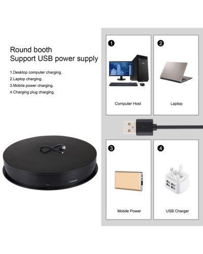 PULUZ 30cm USB Electric Rotating Turntable Display Stand Video Shooting Props Turntable for Photography360  , Load 10-7kg(Black)