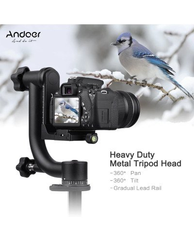 Bk-45 Panoramic 360 Degree Vertical Pro Gimbal Tripod Head 1/4 inch Screw For Dslr Camera Telephoto Lens Quick Release Plate