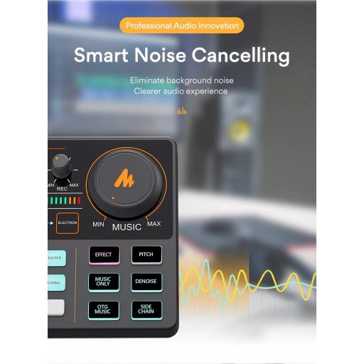 MAONO CASTER LITE AU-AM200 Microphone Mixer Digital Audio Interface Podcast Sound Card Rechargeable Podcaster for Phone Computer PC