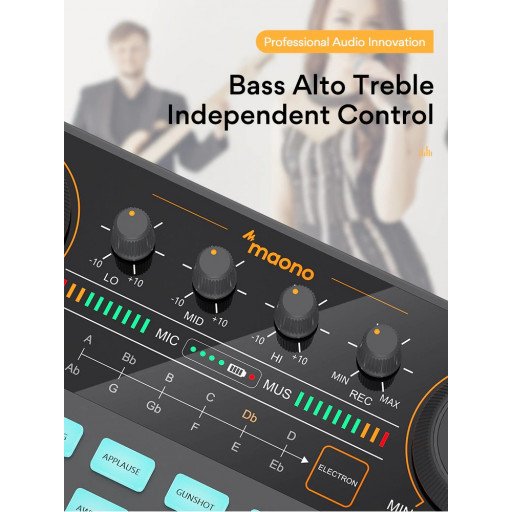 MAONO CASTER LITE AU-AM200 Microphone Mixer Digital Audio Interface Podcast Sound Card Rechargeable Podcaster for Phone Computer PC