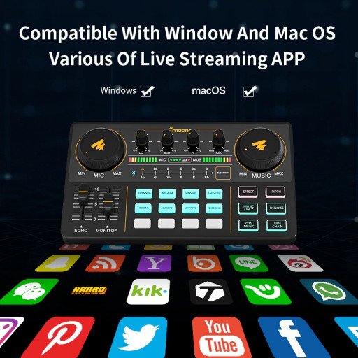 MAONO CASTER LITE AU-AM200 Microphone Mixer Digital Audio Interface Podcast Sound Card Rechargeable Podcaster for Phone Computer PC