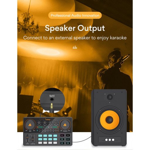 MAONO CASTER LITE AU-AM200 Microphone Mixer Digital Audio Interface Podcast Sound Card Rechargeable Podcaster for Phone Computer PC