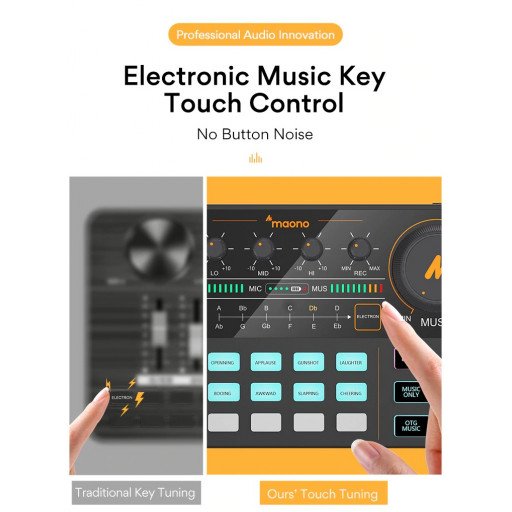 MAONO CASTER LITE AU-AM200 Microphone Mixer Digital Audio Interface Podcast Sound Card Rechargeable Podcaster for Phone Computer PC