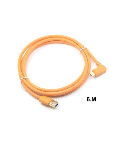 USB 3.0 to USB-C (High-Visibility Orange) for tethering a USB 3.0 camera to a computer with the smaller USB-C port 5m
