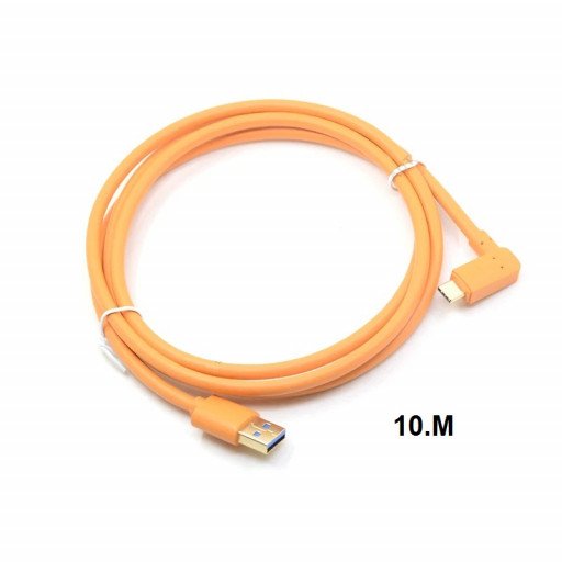 USB 3.0 to USB-C (High-Visibility Orange) for tethering a USB 3.0 camera to a computer with the smaller USB-C port 10m