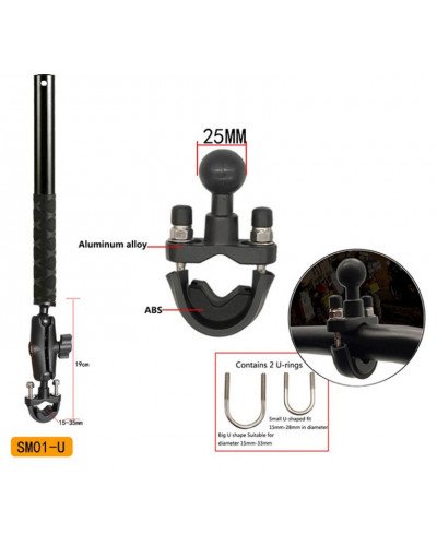 SM01-U Motorcycle Bike Camera Holder Handlebar Bracket Stand For Insta360 X3 & GoPro DJI YI Invisible Selfie Stick Accessory