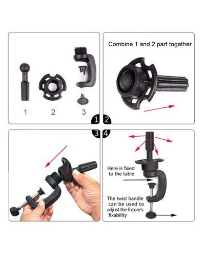 Rotatable Professional Cosmetology Mannequin Practice Training Head Holder Desk Clamp Clip Stand Black Durable Plastic Material