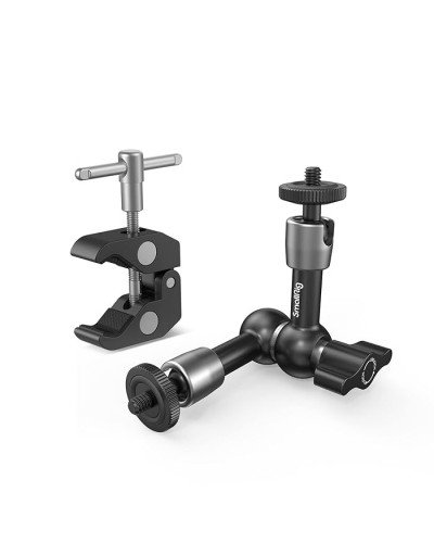SmallRig Super Clamp w/ 1/4" and 3/8" Thread and 5.5 Inches Adjustable Friction Power Articulating Magic Arm with 1/4" Thread