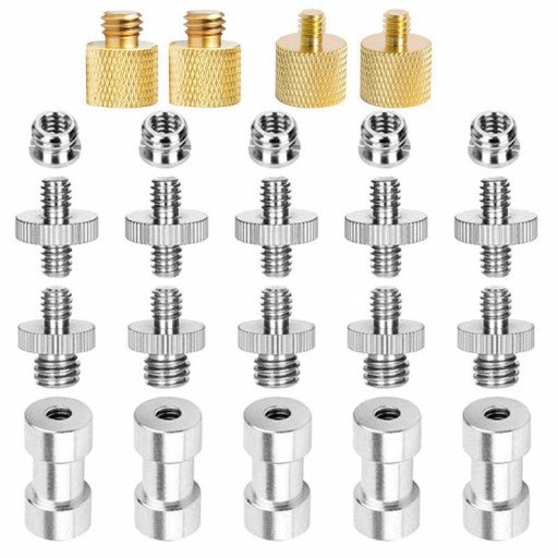 24in1 Camera Accessories Durable 1/4" Male to 1/4" Male Threaded Adapter 1/4 Inch