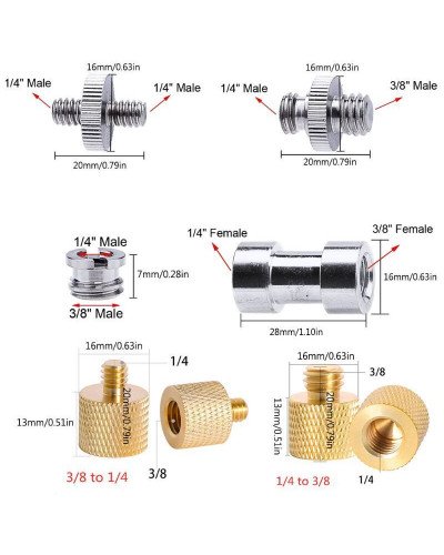 24in1 Camera Accessories Durable 1/4" Male to 1/4" Male Threaded Adapter 1/4 Inch 24in1 Camera Accessories Durable 1/4" Male to 1/4" Male Threaded Adapter 1/4 Inch