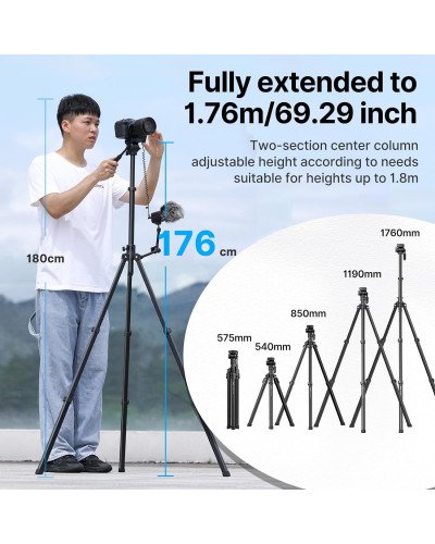 Ulanzi MT-65 Horizontal and Vertical Video Tripod, Arca Type Biscuit and Remote Control for SLR Cameras