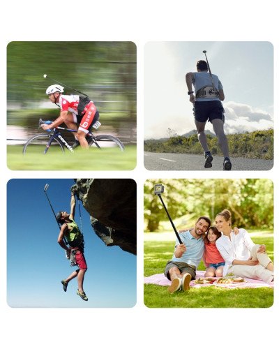 PULUZ Waist Belt Mount Strap with Selfie Stick Monopod for osmo insta360 x3 x2 x1 camera and GoPro 12/11/10/9