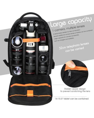 Camera Backpack for Travel Outdoor DSLR Photography Backpack 13 inch 18L with Tripod Holder&Laptop Compartment for Photography Hiking Travel