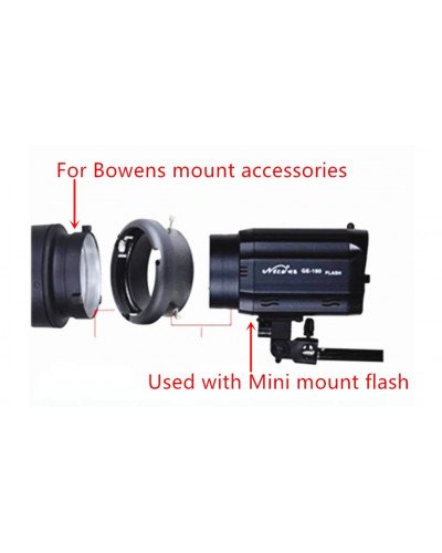 Speed ​​Ring Adapter to Connect Mini Flash Mount to Bowens Mount Fotogrpahy Accessories Interchangeable Mounts