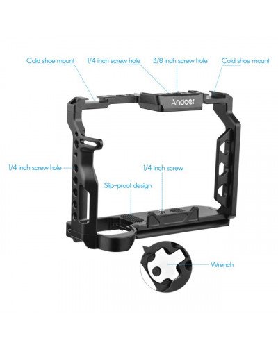 Aluminum Alloy Camera Cage with 1/4 Inch Screws Holes Cold Shoe Mounts Replacement for Sony A7 IV
