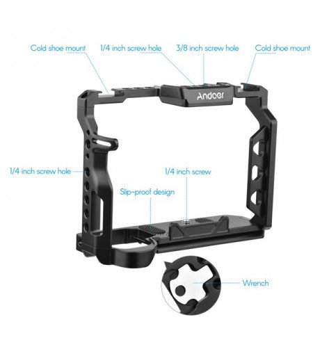 Aluminum Alloy Camera Cage with 1/4 Inch Screws Holes Cold Shoe Mounts Replacement for Sony A7 IV
